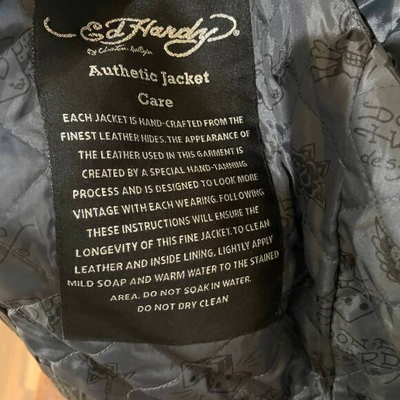 VINTAGE Ed Hardy Leather cropped leather jacket NWT - Picture 6 of 7